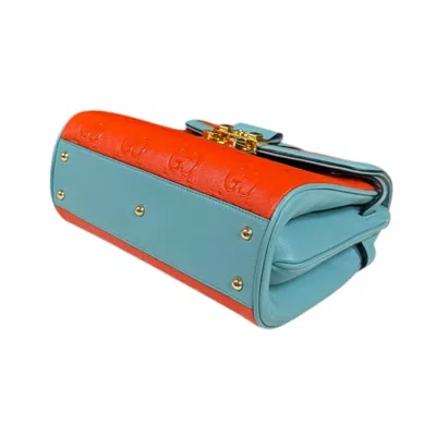 Pre-owned Gucci Light Blue Orange Leather Shoulder Bag ()