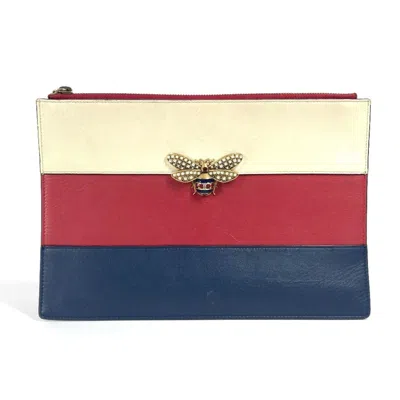 Pre-owned Gucci Navy Red Color Rhinestone Clutch Bag Pouch ()