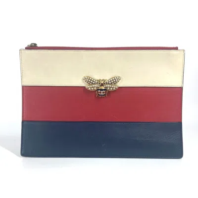 Pre-owned Gucci Navy Red Color Rhinestone Clutch Bag Pouch ()