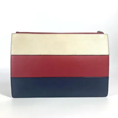 Pre-owned Gucci Navy Red Color Rhinestone Clutch Bag Pouch ()