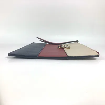 Pre-owned Gucci Navy Red Color Rhinestone Clutch Bag Pouch ()