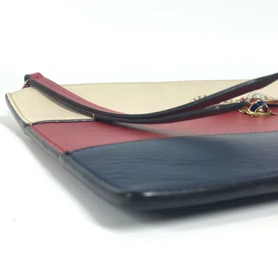 Pre-owned Gucci Navy Red Color Rhinestone Clutch Bag Pouch ()