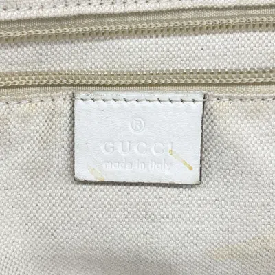 Pre-owned Gucci Navy Red Color White Canvas Tote Bag ()