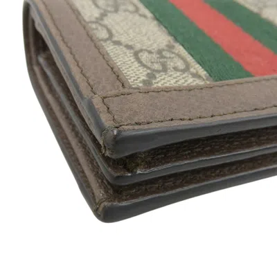 Pre-owned Gucci Ophidia Beige Brown Pvc Wallet (bi-fold) () In Multi