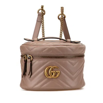 Pre-owned Gucci Pink Beige Leather Backpack ()