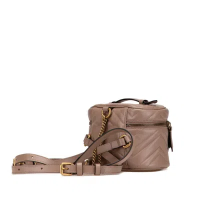 Pre-owned Gucci Pink Beige Leather Backpack ()