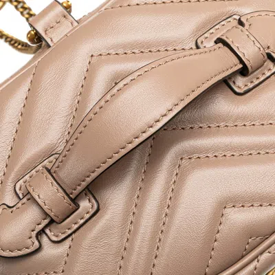 Pre-owned Gucci Pink Beige Leather Backpack ()