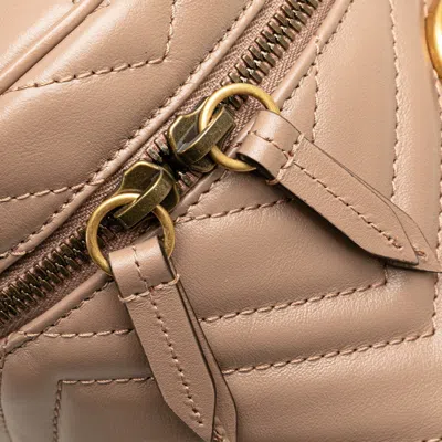Pre-owned Gucci Pink Beige Leather Backpack ()