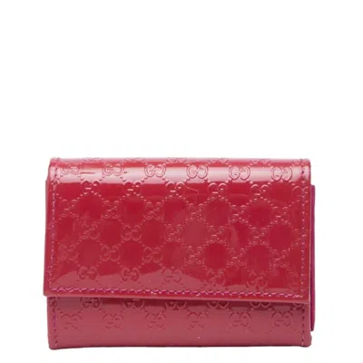 Pre-owned Gucci Pink Red Color Patent Leather Coin Purse/coin Case () In Multi