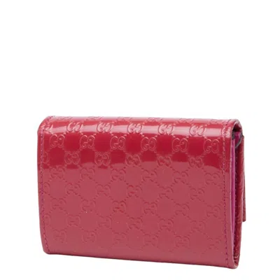 Pre-owned Gucci Pink Red Color Patent Leather Coin Purse/coin Case () In Multi