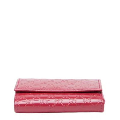Pre-owned Gucci Pink Red Color Patent Leather Coin Purse/coin Case () In Multi