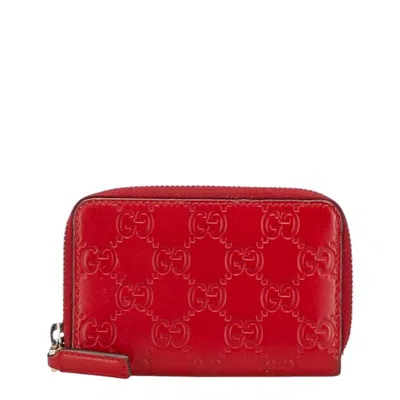 Pre-owned Gucci Red Color Leather Coin Purse/coin Case ()