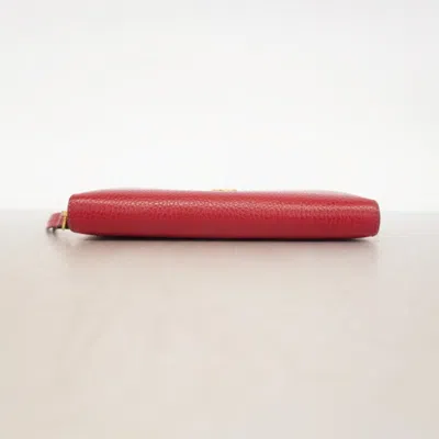 Pre-owned Gucci Red Color Leather Long Wallet (bi-fold) ()