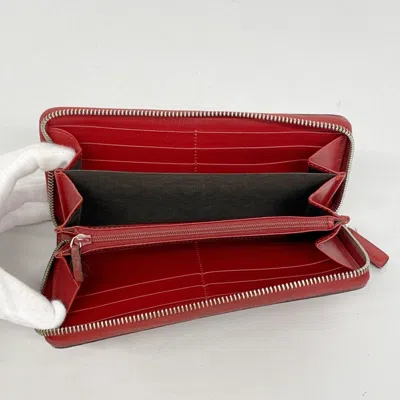 Pre-owned Gucci Red Color Leather Long Wallet (bi-fold) ()