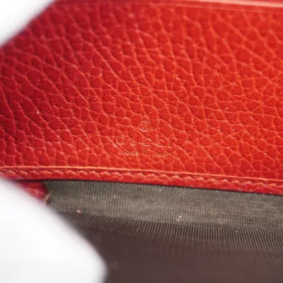 Pre-owned Gucci Red Color Leather Long Wallet (bi-fold) ()