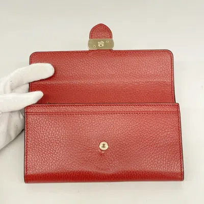 Pre-owned Gucci Red Color Leather Long Wallet (bi-fold) ()