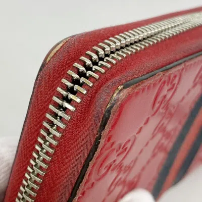 Pre-owned Gucci Red Color Leather Long Wallet (bi-fold) ()
