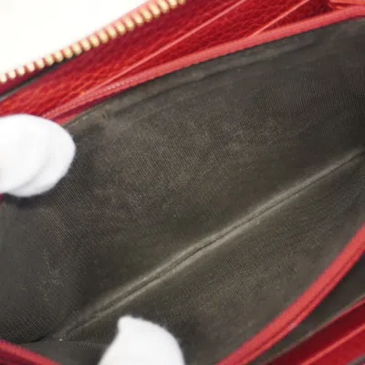 Pre-owned Gucci Red Color Leather Long Wallet (bi-fold) ()