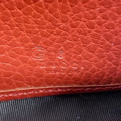 Pre-owned Gucci Red Color Leather Long Wallet (bi-fold) ()