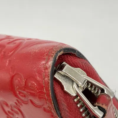 Pre-owned Gucci Red Color Leather Long Wallet (bi-fold) ()