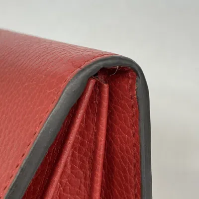 Pre-owned Gucci Red Color Leather Long Wallet (bi-fold) ()