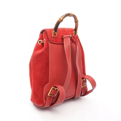 Pre-owned Gucci Red Color Suede Leather Backpack ()