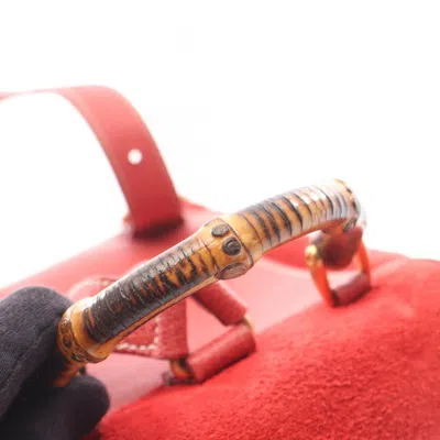 Pre-owned Gucci Red Color Suede Leather Backpack ()