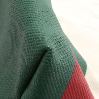 Pre-owned Gucci Sherry Line Green Ivory Red Color Canvas Tote Bag ()