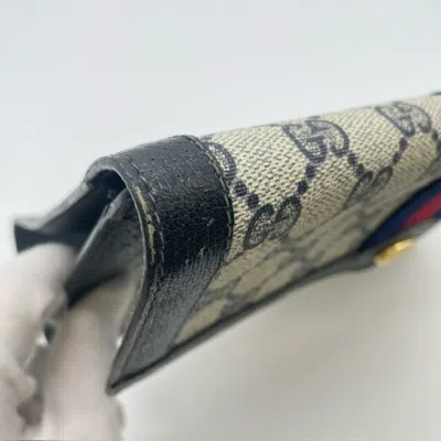 Pre-owned Gucci Sherry Line Navy Gg Supreme Leather Clutch Bag () In Blue