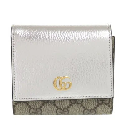 Pre-owned Gucci Silver Brown Gg Supreme Wallet (bi-fold) ()