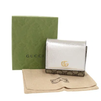 Pre-owned Gucci Silver Brown Gg Supreme Wallet (bi-fold) ()