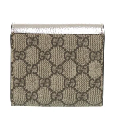 Pre-owned Gucci Silver Brown Gg Supreme Wallet (bi-fold) ()