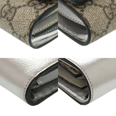 Pre-owned Gucci Silver Brown Gg Supreme Wallet (bi-fold) ()