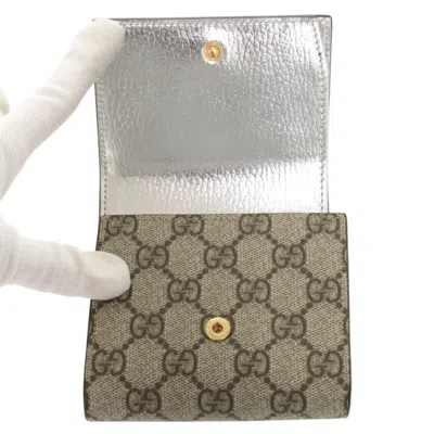 Pre-owned Gucci Silver Brown Gg Supreme Wallet (bi-fold) ()
