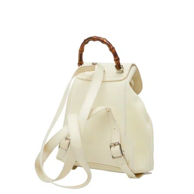 Pre-owned Gucci White Nylon Leather Backpack ()