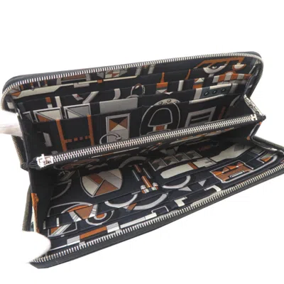 Pre-owned Hermes Azap Black Epsom Leather Long Wallet (bi-fold) ()