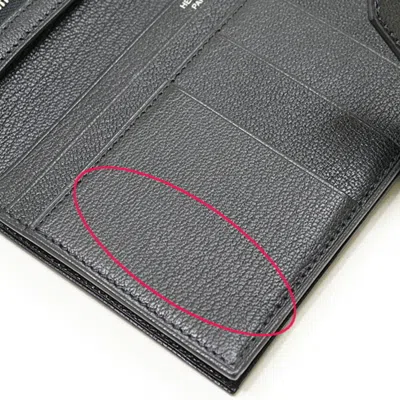 Pre-owned Hermes Bearn Black Chevre Myzore Leather Long Wallet (bi-fold) ()