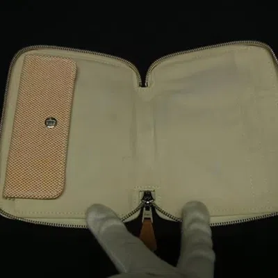 Pre-owned Hermes Beige Orange Canvas Coin Purse/coin Case () In Multi