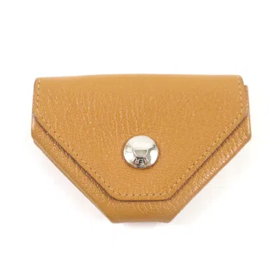Pre-owned Hermes Bicolor Brown Pink Chevre Myzore Leather Coin Purse/coin Case ()