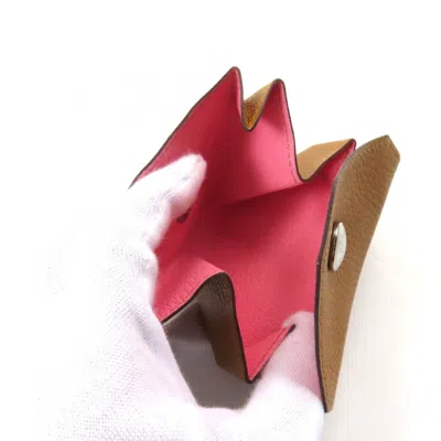 Pre-owned Hermes Bicolor Brown Pink Chevre Myzore Leather Coin Purse/coin Case ()