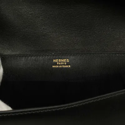 Pre-owned Hermes Black Box Calf Leather Clutch Bag ()