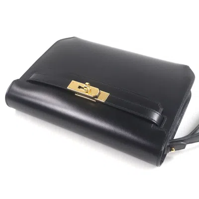 Pre-owned Hermes Black Box Calf Leather Clutch Bag ()