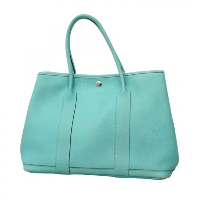 Pre-owned Hermes Blue Atoll Country Leather Tote Bag ()