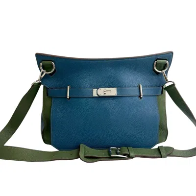 Pre-owned Hermes Blue Green Taurillon Clemence Leather Shoulder Bag () In Multi