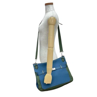 Pre-owned Hermes Blue Green Taurillon Clemence Leather Shoulder Bag () In Multi
