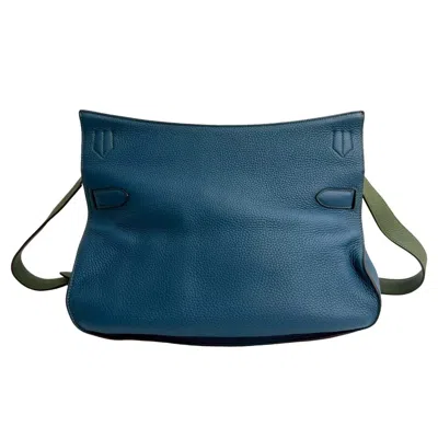 Pre-owned Hermes Blue Green Taurillon Clemence Leather Shoulder Bag () In Multi