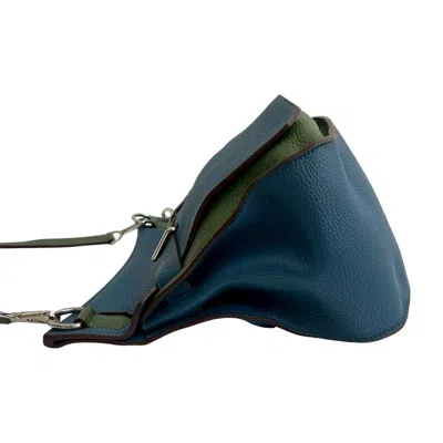 Pre-owned Hermes Blue Green Taurillon Clemence Leather Shoulder Bag () In Multi