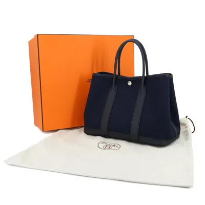 Pre-owned Hermes Blue Marine Navy Leather Tote Bag ()
