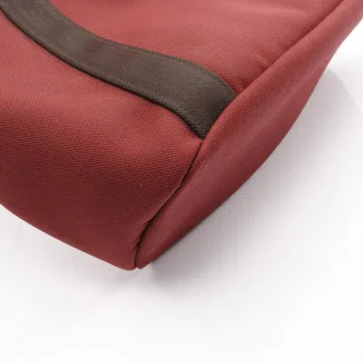 Pre-owned Hermes Bordeaux Brown Chocolat Canvas Toile Chevron Leather Tote Bag ()