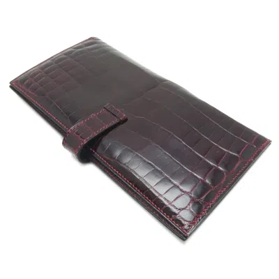 Pre-owned Hermes Bordeaux Red Color Long Wallet (bi-fold) () In Burgundy